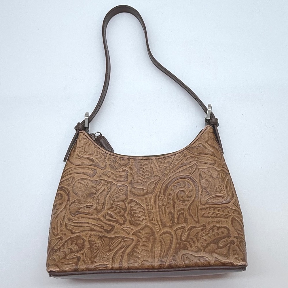 Vintage Y2K Tooled Leather Floral Paisley Shoulder Bag boo chic western core